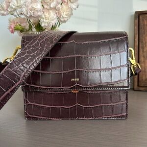 JW PEI Dark Burgundy Croc Crossbody Bag